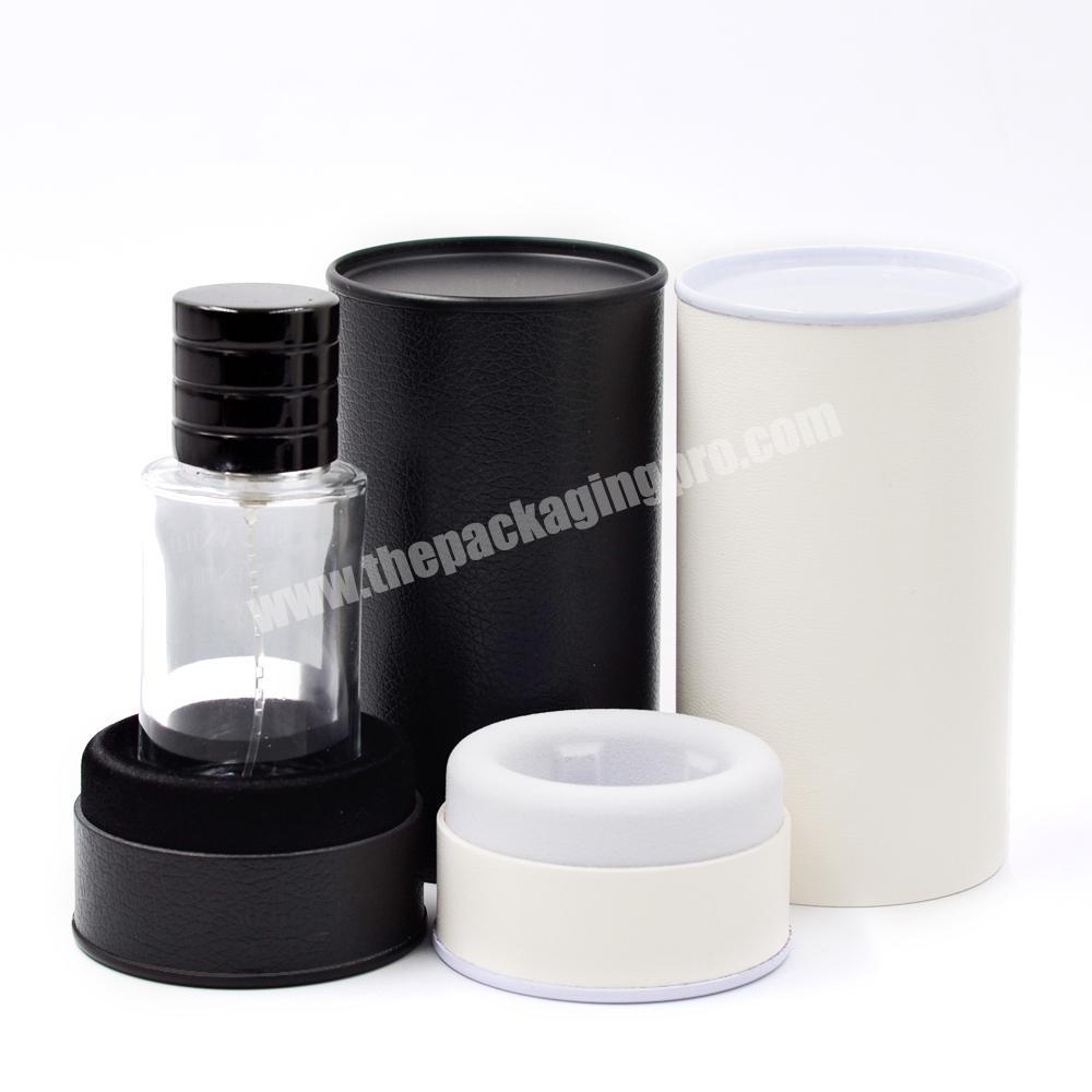 New Design 50Ml 100Ml Perfume Glass Bottles Protective Packaging Metal Lid Cylindrical Perfume Tube Box With Blister Insert