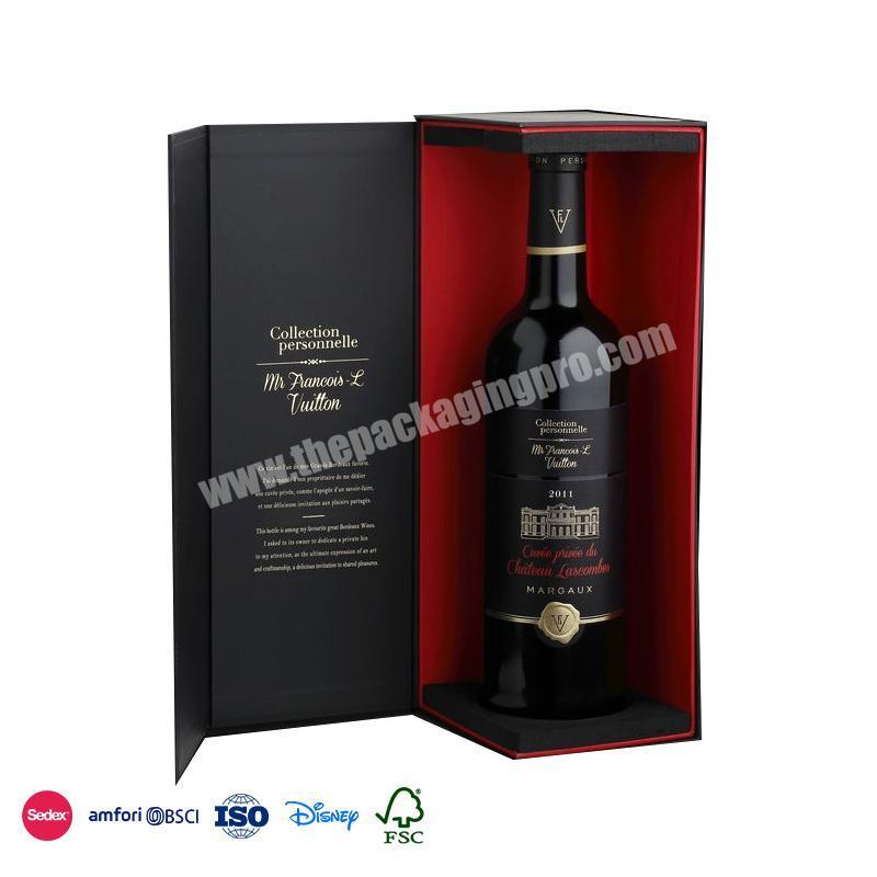 New Design Professional High-end luxury design with drawer type with small pull button red wine gift box