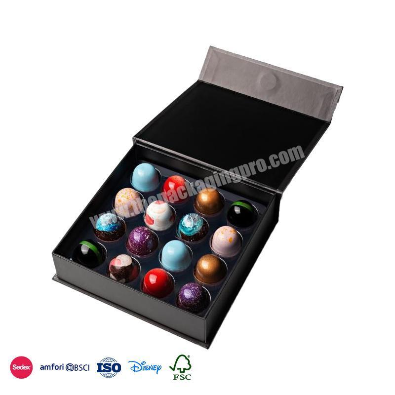New Hot Selling Products Black and white two-color flip-top circular inner design chocolate truffle box