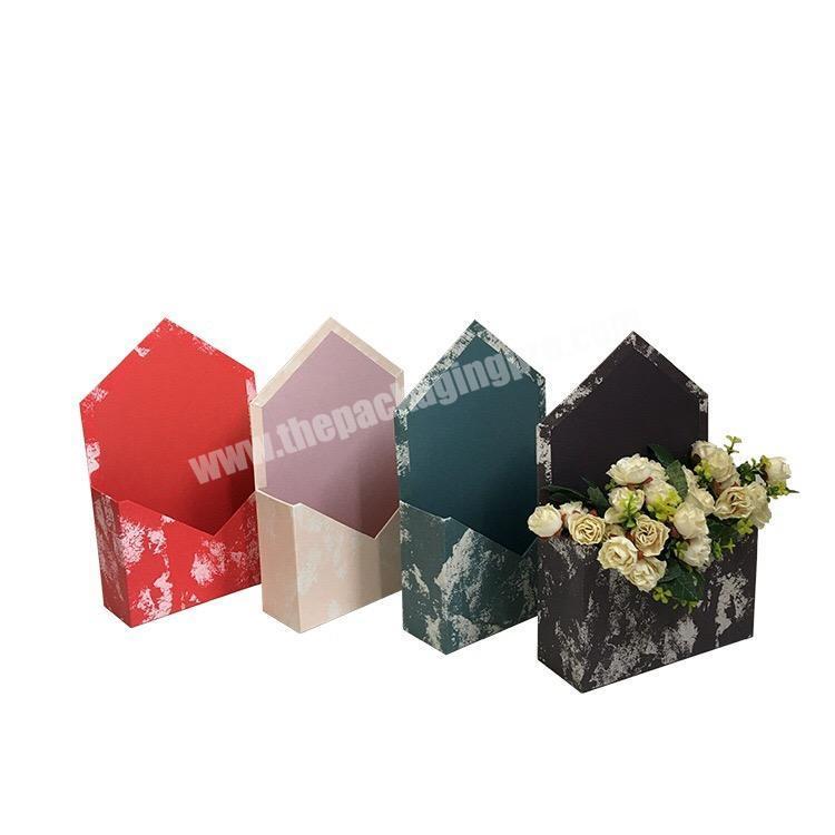 New Square Marble Print Paper Hand Holding Envelope Flower Box New Art Splash Ink Design Simple Four color Flower Packaging Box