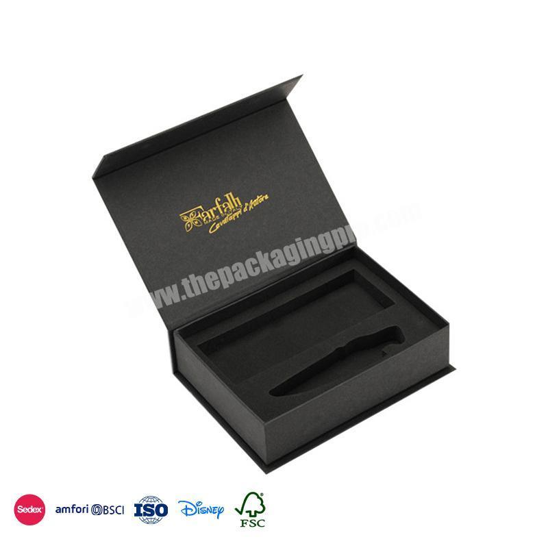 New Type Hot Sale Black flannel material with gold logo and black compartment instrumental book gift box