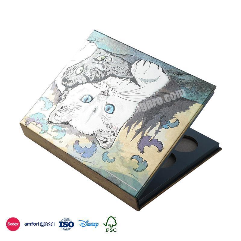 New Type Hot Sale Cartoon design thin section with small round hole compartment book box for eye shadow