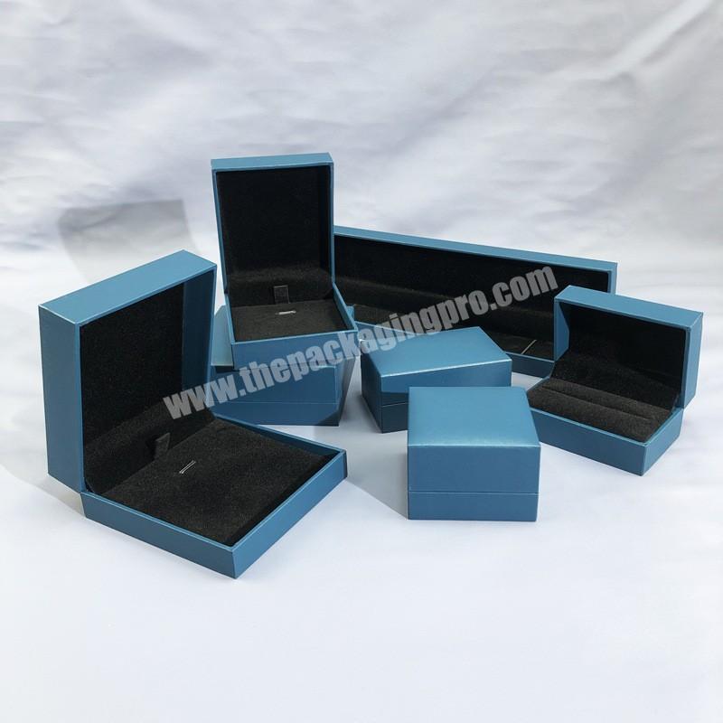 New arrival Logo Printed blue gift  box leatherette  pendant bracelet necklace jewelry packaging box