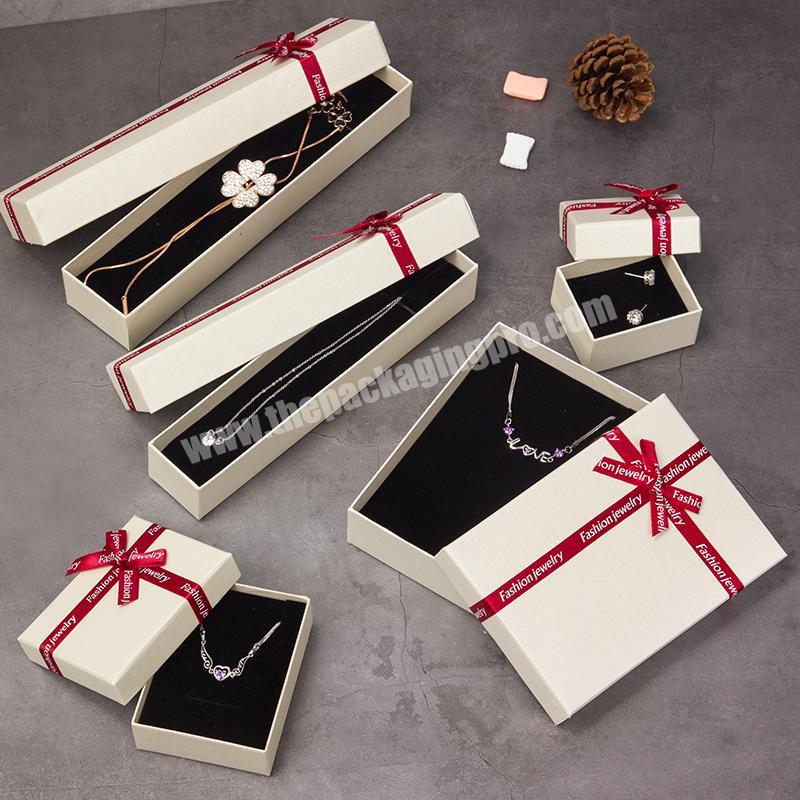 New arrival wholesale jewellery pendent case necklace ring jewelry packaging box with ribbon
