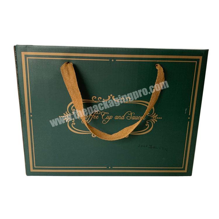 New design subscription box handle corrugated carton mailing box shoe box with ribbon handle
