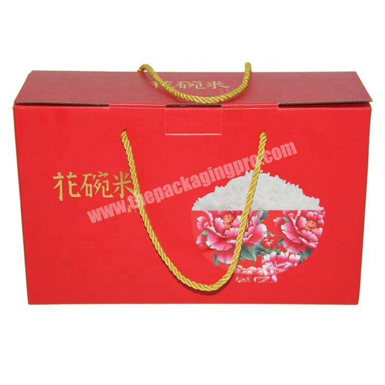 Newest Design Custom Made Foldable Rice Packing Recycled Corrugated Paper Box with Drawstring Handle