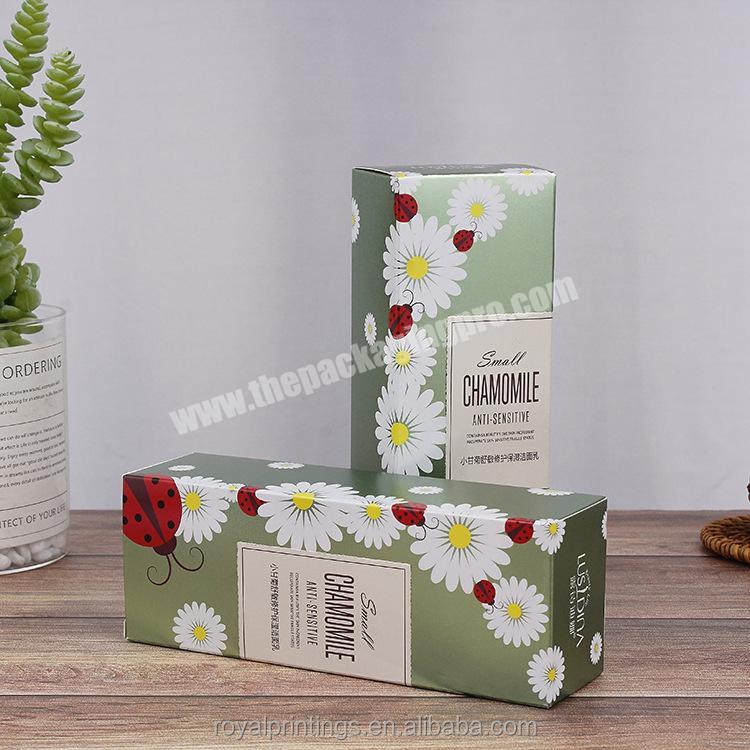 OEM Emballage Cosmetique Soothing Repair Cleanser Cosmetic Packaging White Card Box Chamomile Oil Control Cleanser Packaging Box