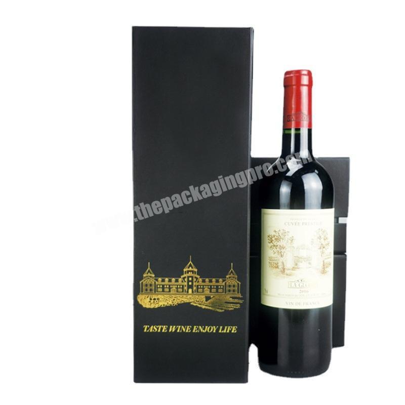 OEM Hot Sale Luxury Single Bottle Custom Printed Black Wine Box Magnetic Custom Gift Packaging Paper Wine Magnetic Box