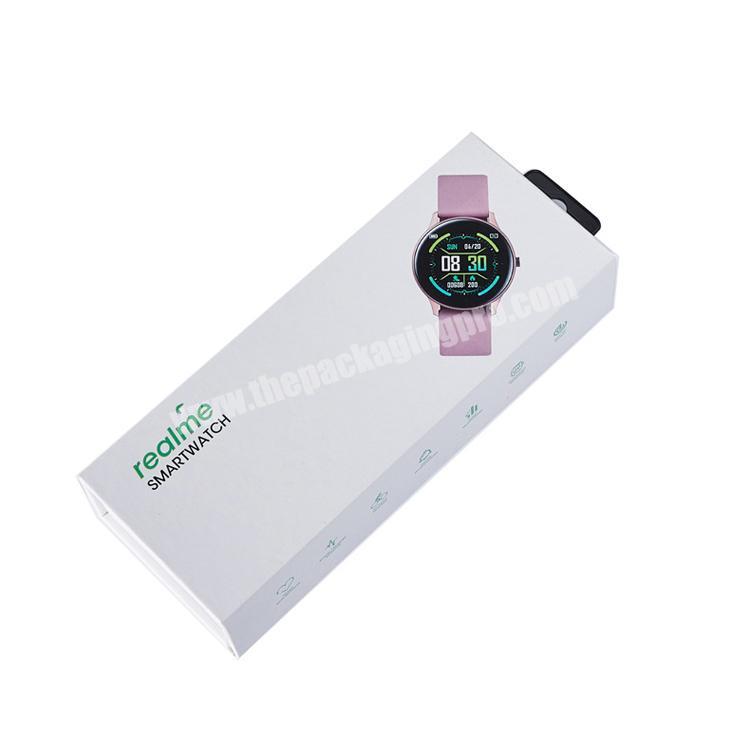 OEM custom white display gift box with hanging hole paper cardboard packaging smart watch box