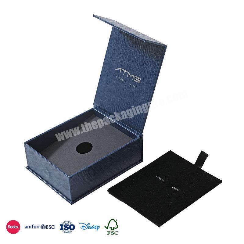 Online Best Service Custom Navy blue small hard material waterproof design book style magnetic gift box