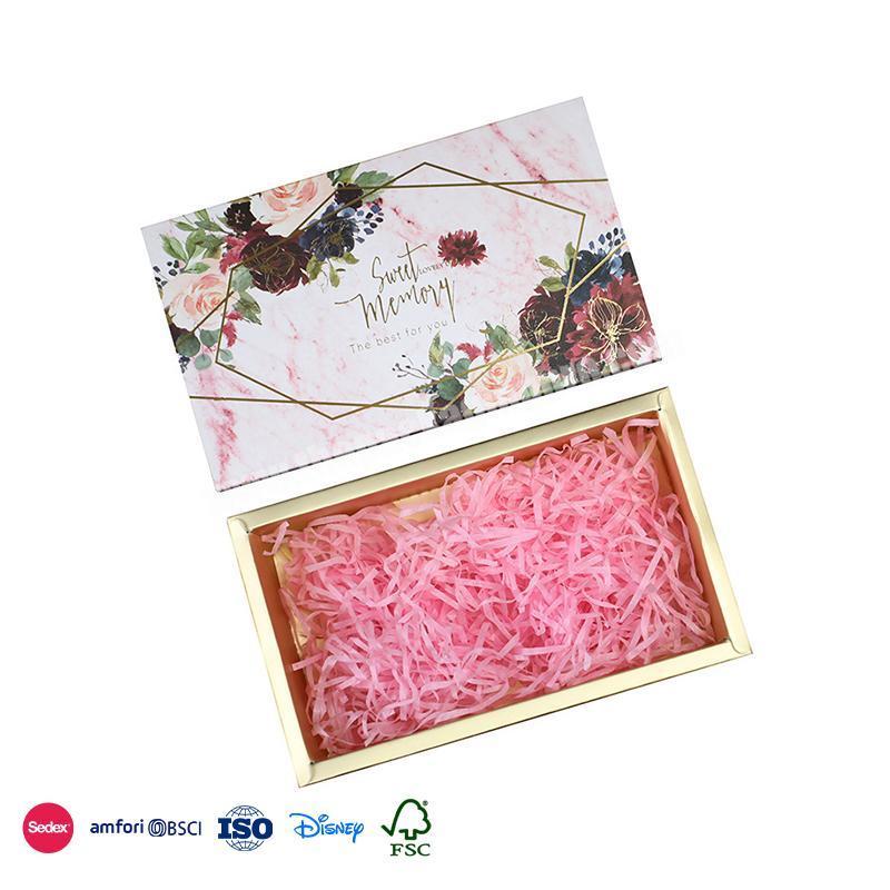 Online Best Service Gold drawer flower pattern with gilded slogan wedding thank you gifts packing paper box