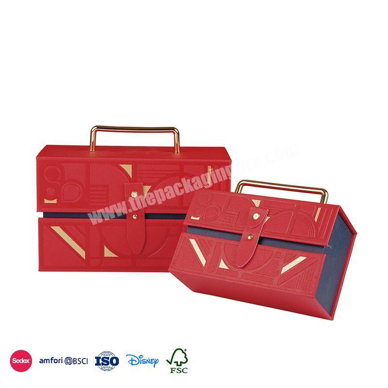 Online Best Service Red Briefcase Design Leather With Metal Handle wedding favors bridesmaid paper gift box