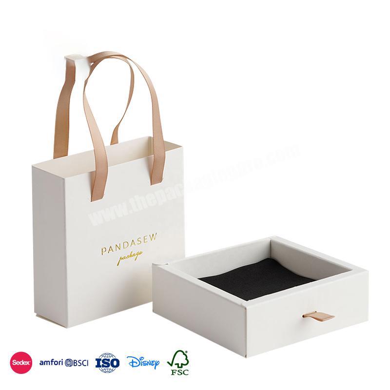 Online Best Service White Drawer Box Backpack Design with Double Ribbon jewellery packaging boxes custom logo
