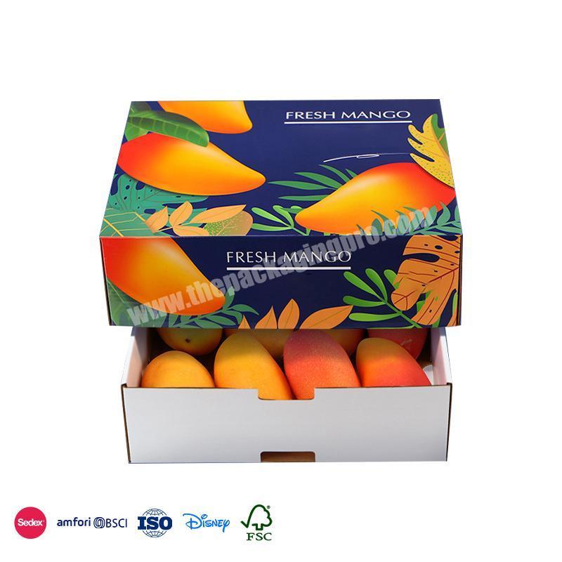Online Shop Hot Sale White base degradable food material with colorful lid fruit packing mango boxes factory