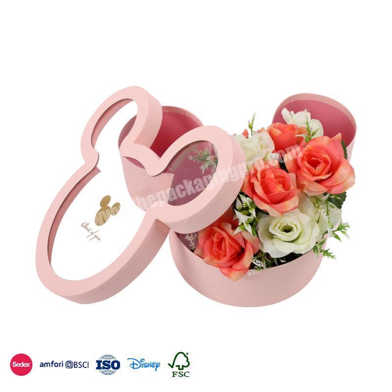 Online Shop Hot Selling Custom Pink Black Mickey Head Transparent Design competitive price cute flower box
