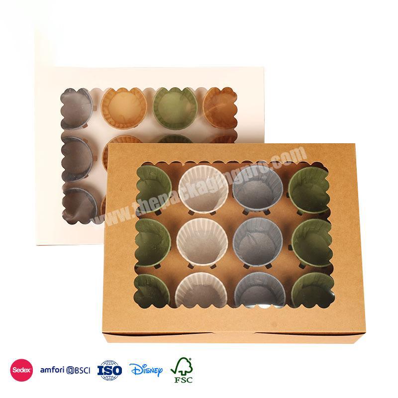 Online Shop Hot Selling Thin biodegradable food material with small compartment color box for Cup cake