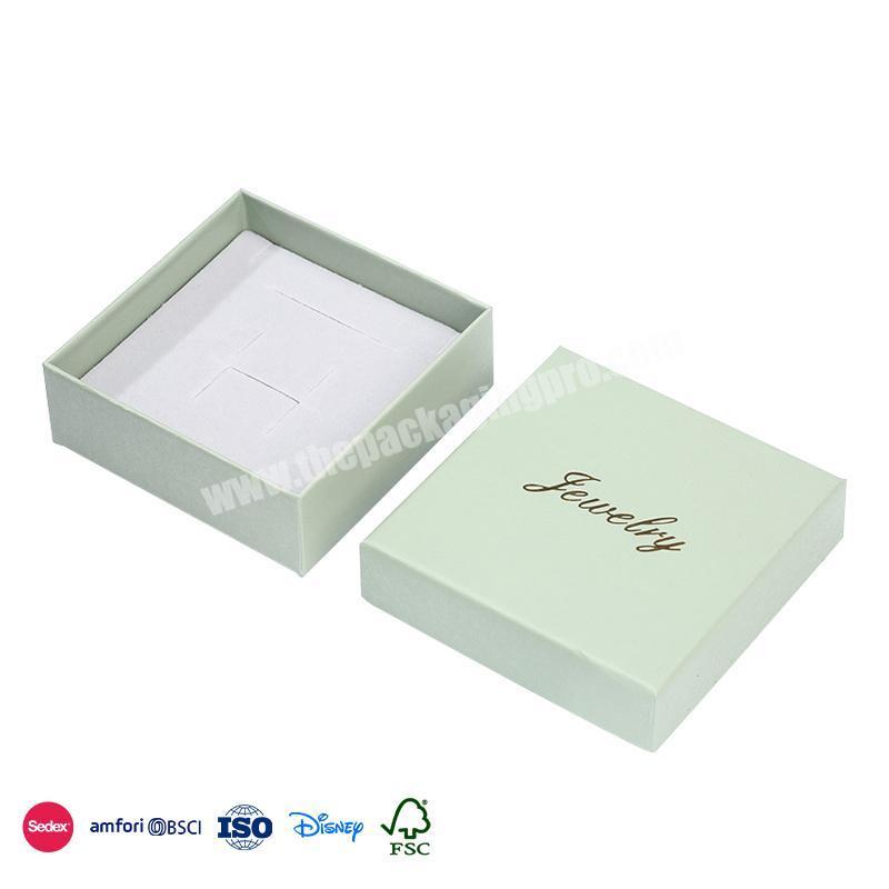 Original Stock Lake green small square minimalist with letter logo rigid cardboard sliding jewelry drawer box