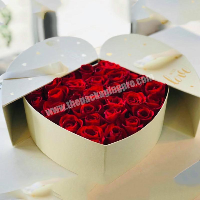 custom Packaging chocolate flower specifications valentine heart shaped box wholesale luxury paper big box flowers heart 