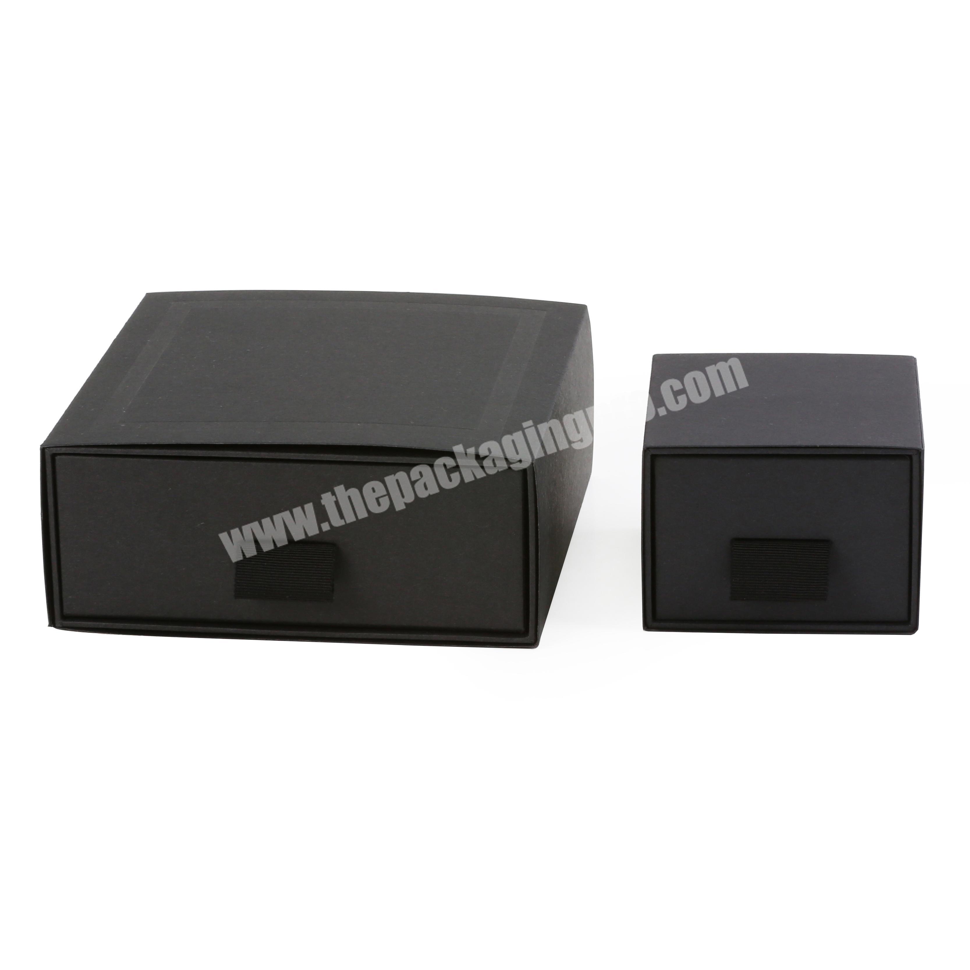 Paper made drawer box with ribbon handle rigid box with metal closure