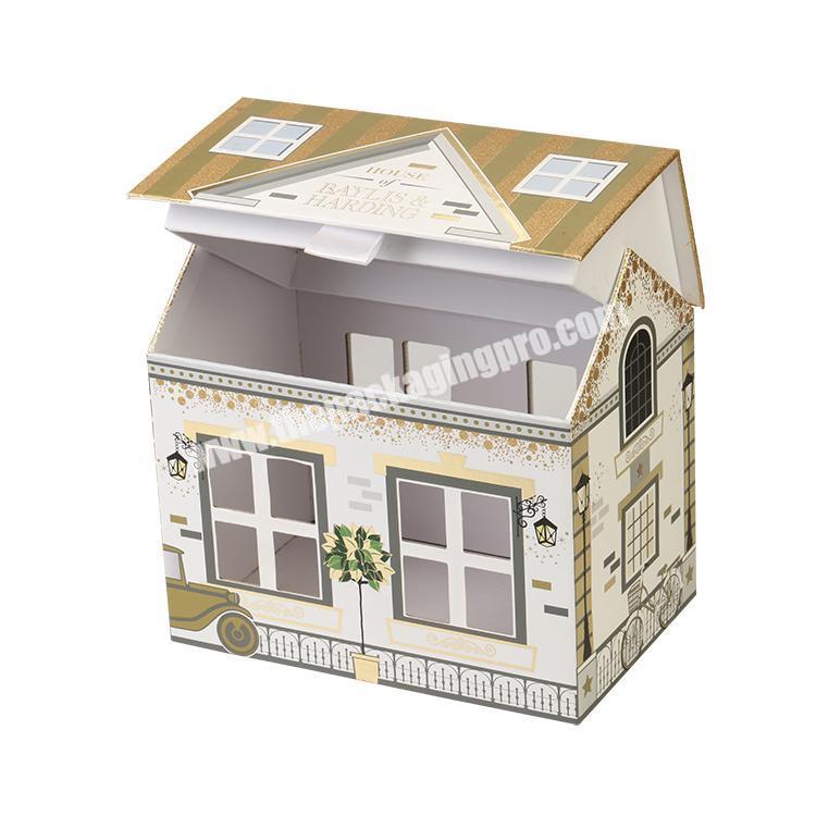 Personalized House Shaped Packaging Box Cheap Christmas Paper Box Decorative House Shaped Box