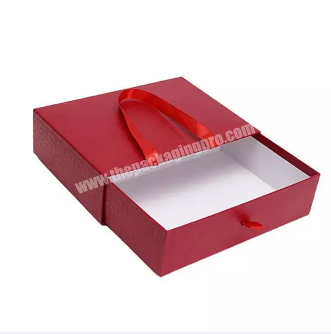 Personalized brand logo Luxury Sliding Paper Drawer Gift Box With Handle