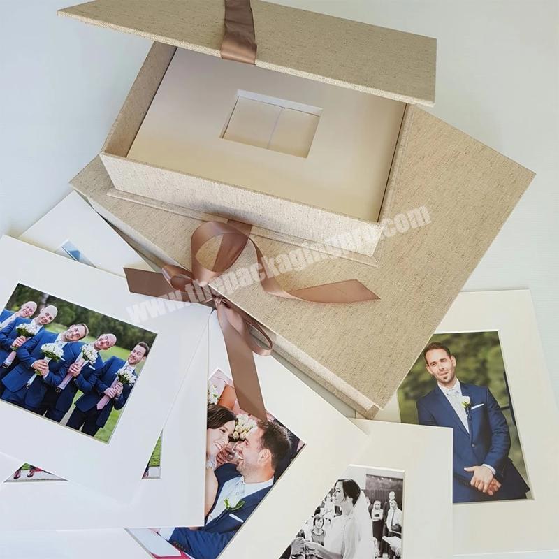 Personalized elegant gift mailer box engraved usb wedding flash drive print collection box custom logo usb packaging box