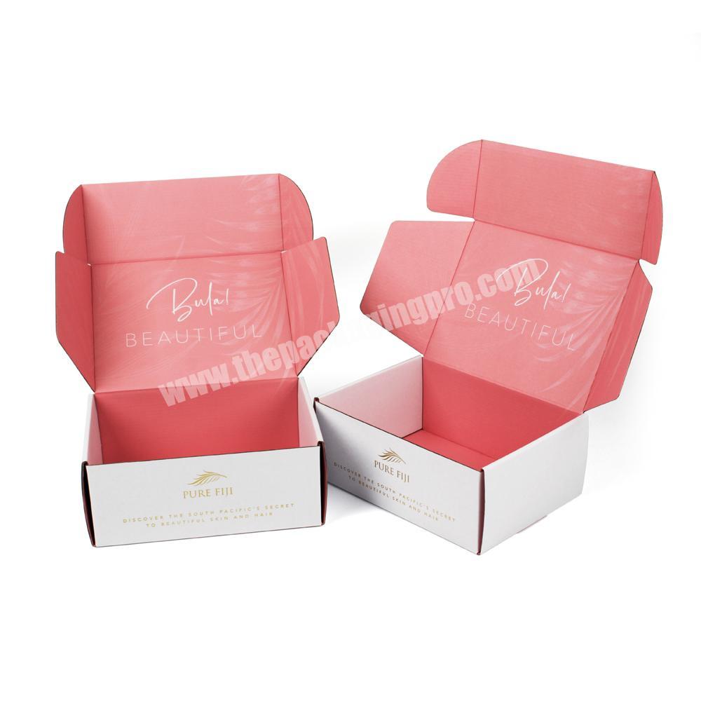 Pink Cloth Cosmetic Skincare Makeup Packaging Corrugated Shipping Mailing Box Cardboard Custom LOGO