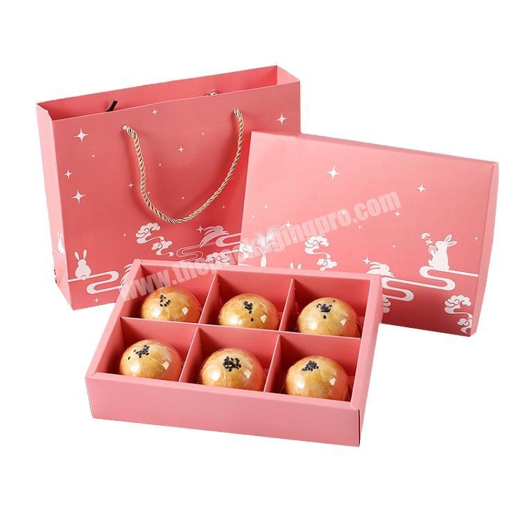 Pink guaranteed quality cardboard pastry creative design luxury mooncake paper box square large mooncake box