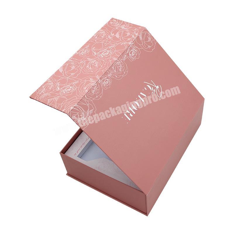 Pink high quality custom hot stamping foil high-end cosmetics  jewelry perfume magnetic gift box