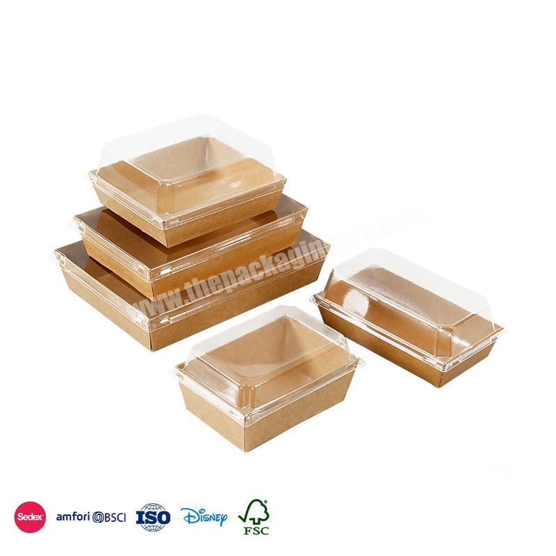 Popular Decorative Healthy food material with transparent lid take out fast food packaging paper boxes