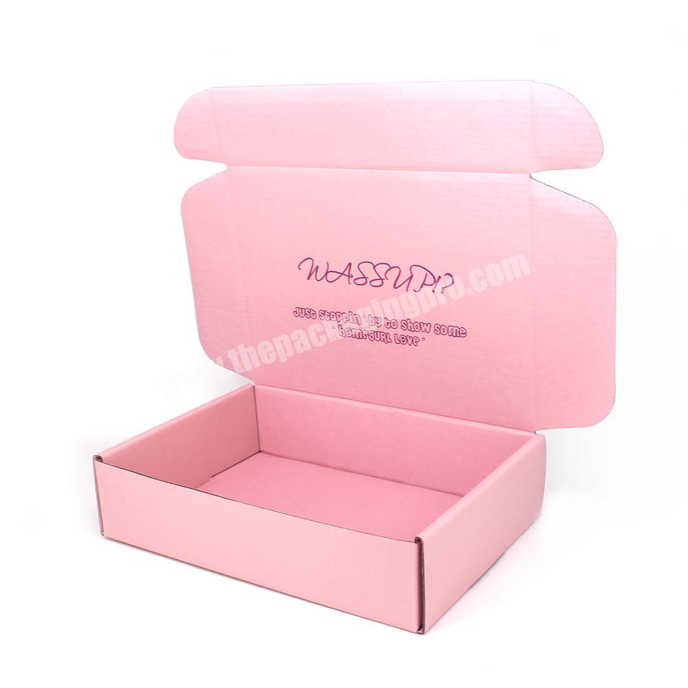 Popular Pink Wigs Lash Cosmetic Mail Packaging Shipping Corrugated Paper Box Custom LOGO