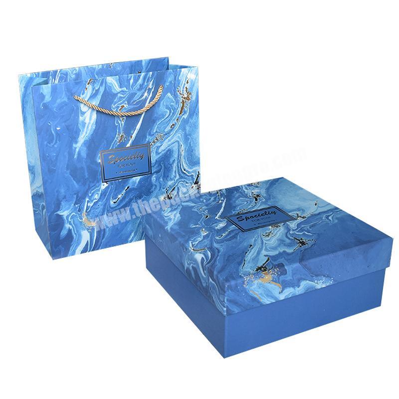 Popular square marble gift box with hand gift box exquisite birthday gift large packaging box