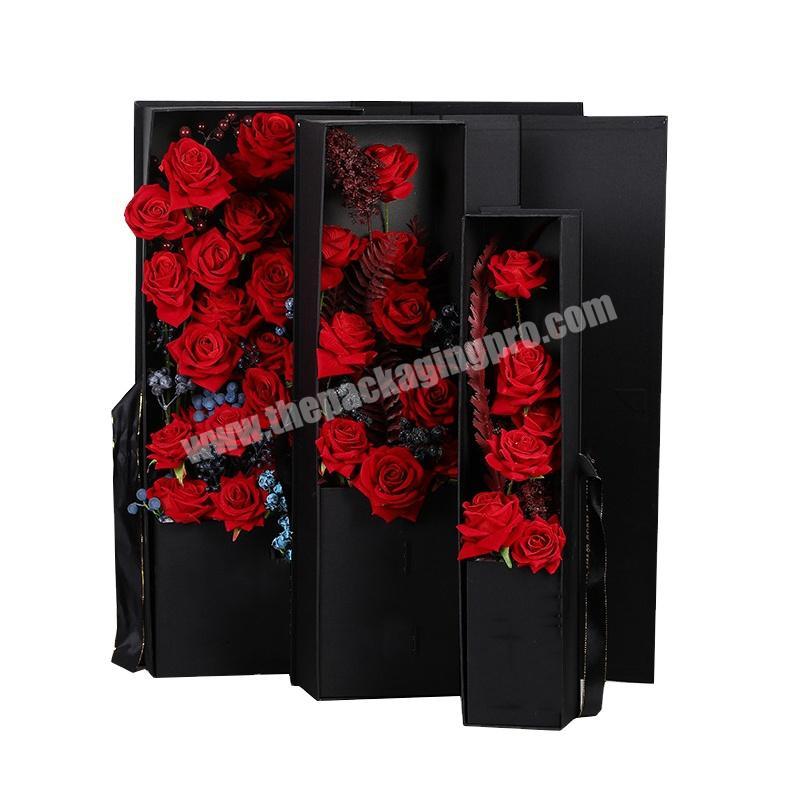Pretty appearance wholesale empty cardboard mothers day flower box rose rectangle modern style flower packing box