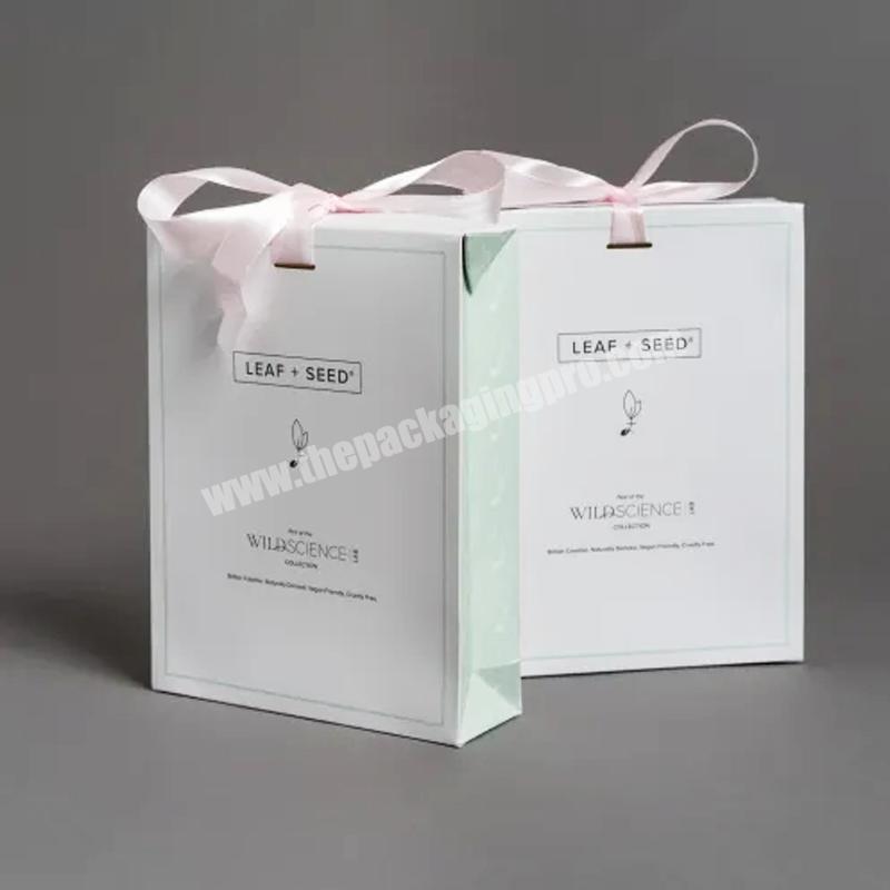 Pure White Heavy White Square Paper Bag Designer Purple Paper Bag