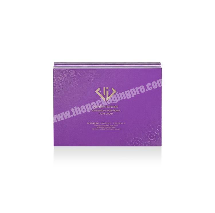 Purple Colorful Gift Box Paper Packaging Cosmetic Paper Box Custom Logo Design Printed Lid and Base Fancy Packaging Boxes