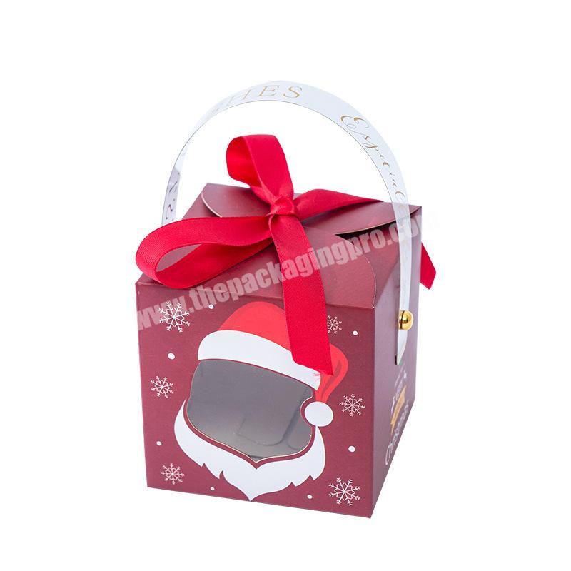 REYOUNG Christmas New Creative Window Hollow Candy Box Christmas Eve Candy Apple Chocolate Biscuit Gift Box With Handle