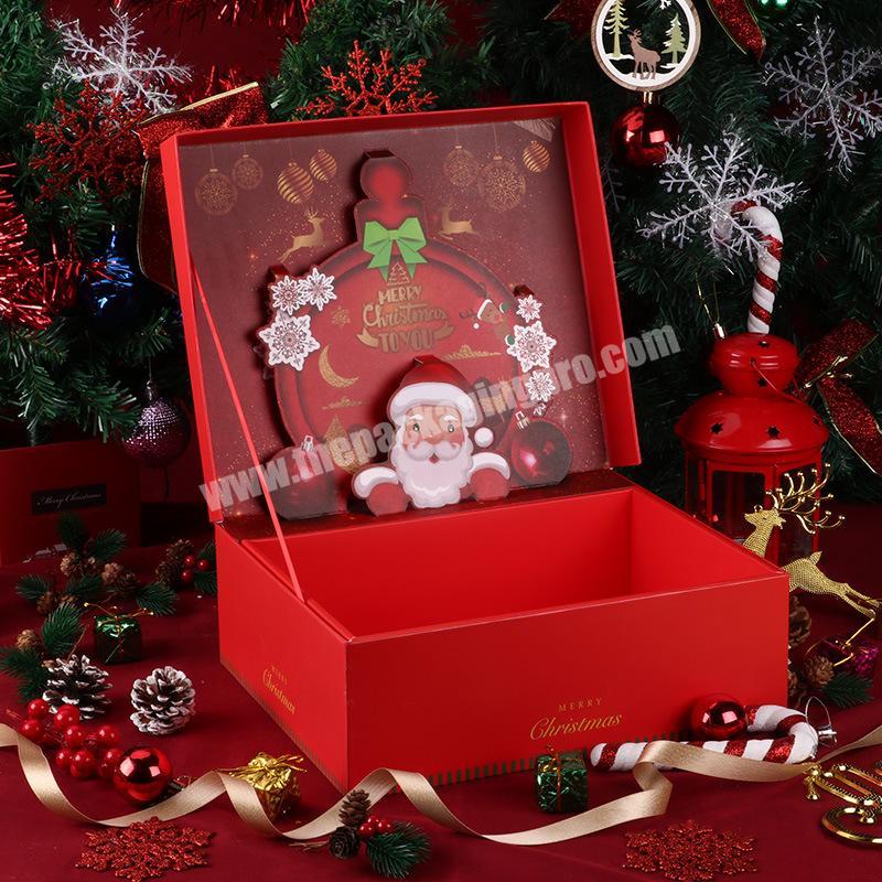REYOUNG Luxury 3d Christmas Big Gift Box Apple Christmas Gift Box Scarf Socks Colorful Christmas Eve Gift Box With Lid