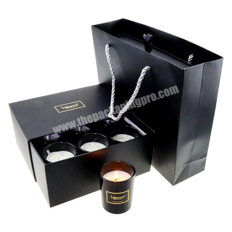 Recyclable Black Cube Printed Cardboard Paper Small Round Gift Candle Jar Package Custom Logo Luxury Candle Boxes Packaging