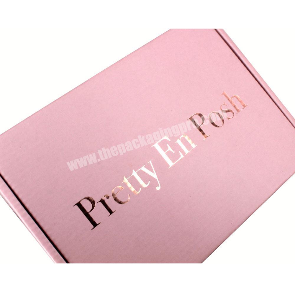 Recyclable Corrugated Packaging Pink Color Paper Boxes Business Shipping Mailing Box Clothing Scarf Hair Wigs Pack Box with Logo