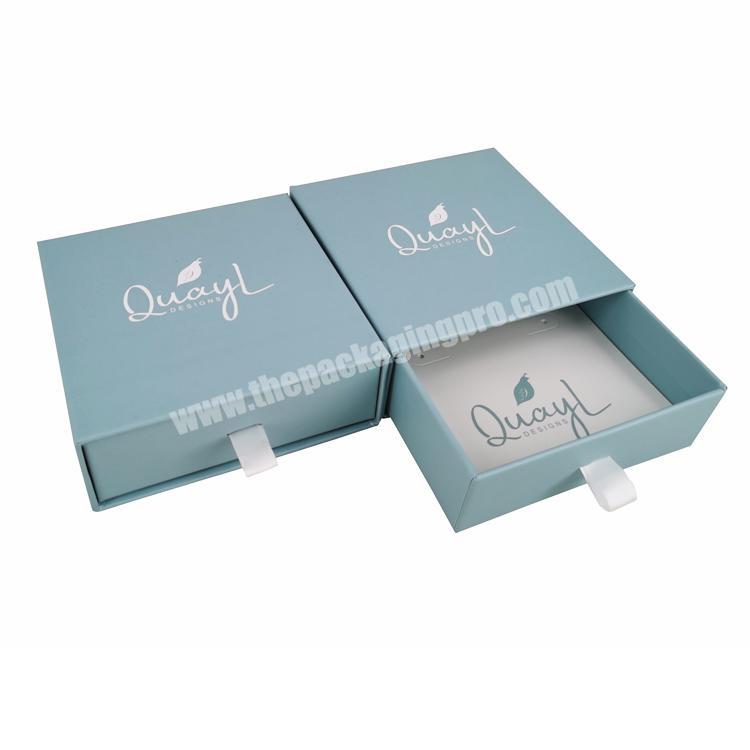 Recyclable Paperboard Earring Ring Necklace Jewelry Sliver Drawer Box Packaging with Display Card Custom LOGO