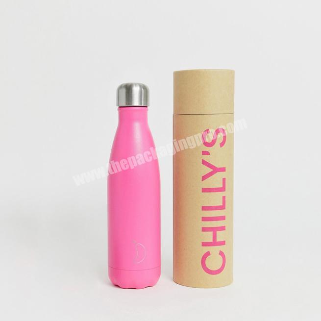 Recyclable Round Water Bottle Packaging Kraft Paper Cylindrical Tube Boxes