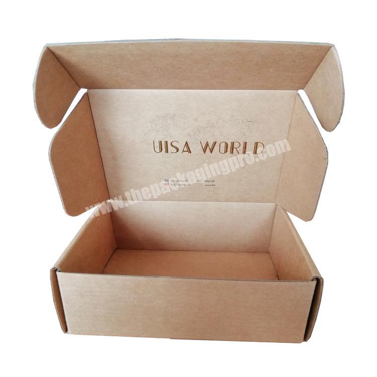 Recyclable printed logo gold foil corrugated packaging kraft shipping boxes cosmetic custom