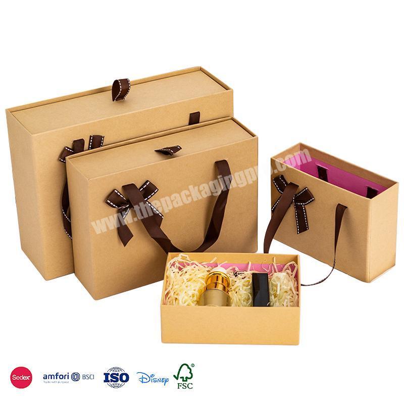 Recycled Custom Logo Printed Grocery Shopping Packaging  drawer packaging box With Handles