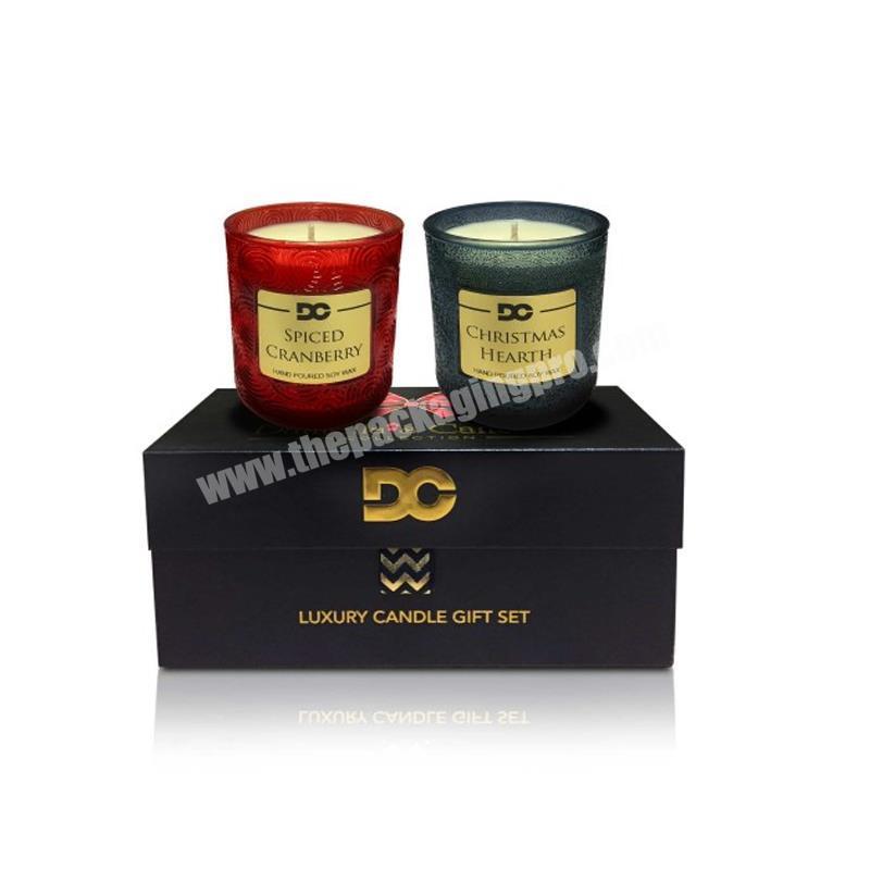 Recycled kraft 2 piece candle shipping boxes custom luxury empty candle set gift box honey packaging candle jar with box