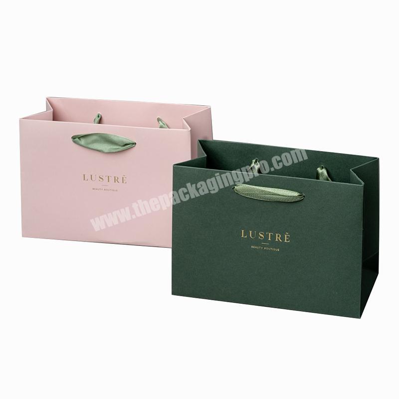 Ribbon Handle Custom Christmas King Size Paper Bag with Bow, Handmade Machine Paper Bag, Luxury Pink