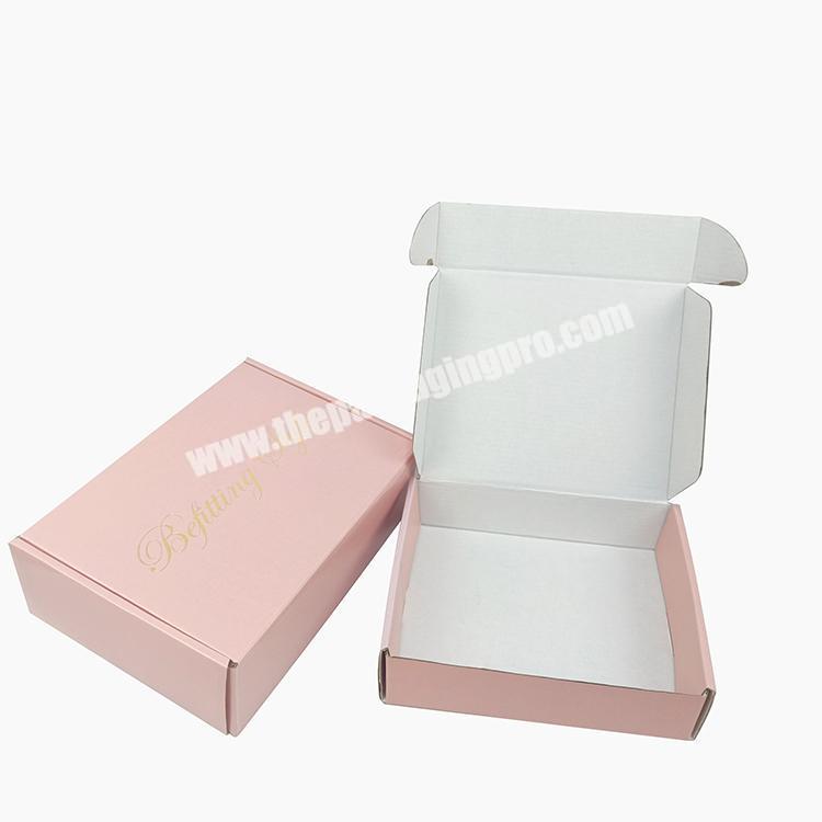High quality pink shopping gift packaging corrugated paper box for wig packaging