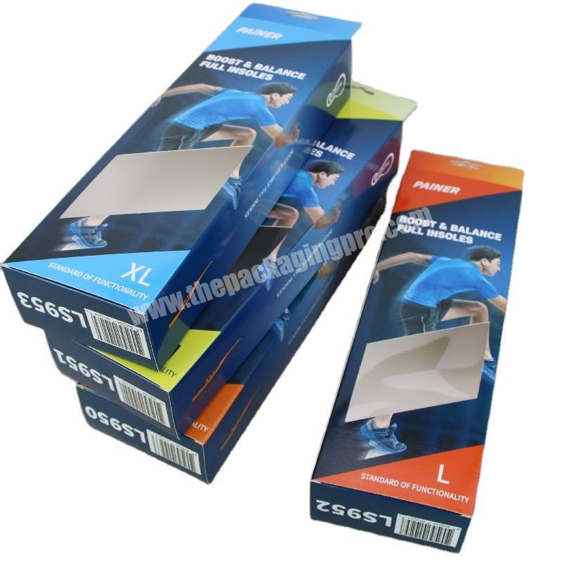 Shoe insoles package custom made OEM service logo paper box with transparent window