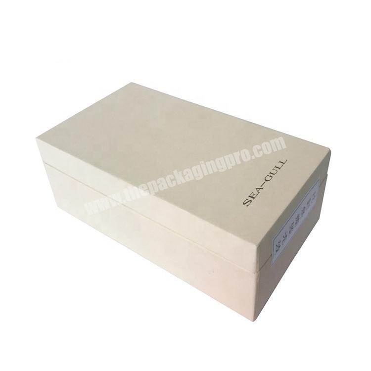 Simple Design Luxury Logo Printed 2 Piece Rigid Cream Cardboard Custom Electronic Packaging Box