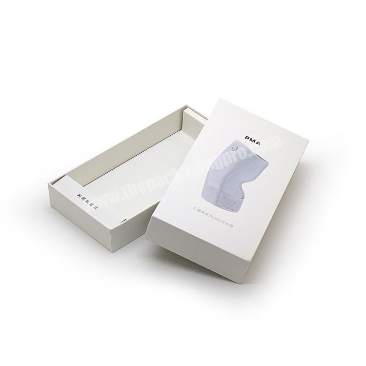 Simple design luxury logo printed 2 piece rigid white cardboard custom headband knee pad paper packaging box