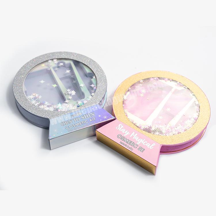 Single Pan Mirror Shape Blush Highlight Vegan Makeup Empty Eyeshadow Palette Magnet Closure Holographic Paper Box